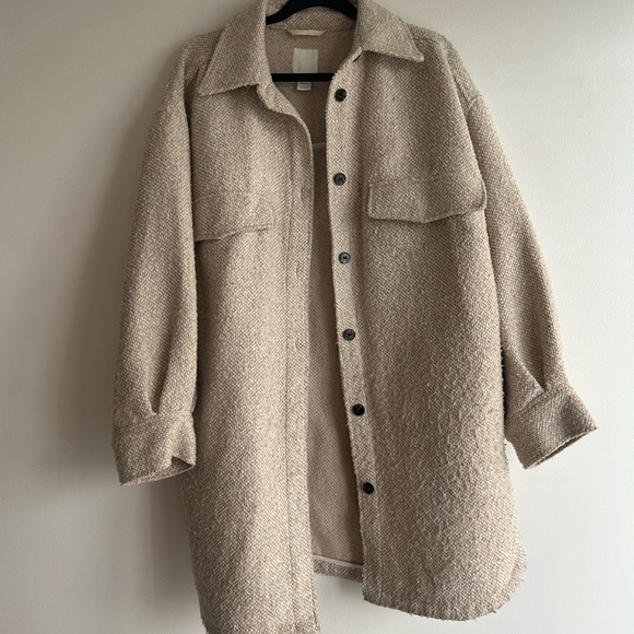 H&M Cream Textured Coat - Picture 2 of 4